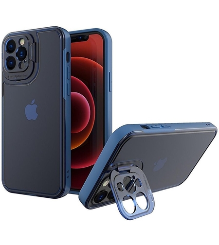 Husa de Protectie, Vafy, Bracket Series, pentru Apple iPhone 14 Plus, cu Suport si Protectie Camera, Albastru