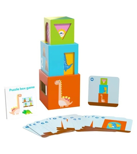 Jucarie de Construit, Flippy, Puzzle Box, Blocuri Stivuibile, 4-6 Ani, 5 Cuburi, 48 de Modele de Construit, 1 Manual, 12.8 x 12.8 x 12.8 cm, Multicolor