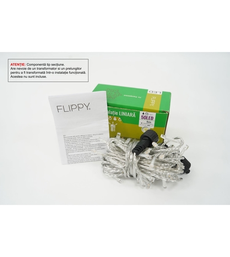 Instalatie de Craciun Tip Liniar, 8 jocuri de lumini, Fir Transparent, 5 m, 50 LED -uri, Alb Cald