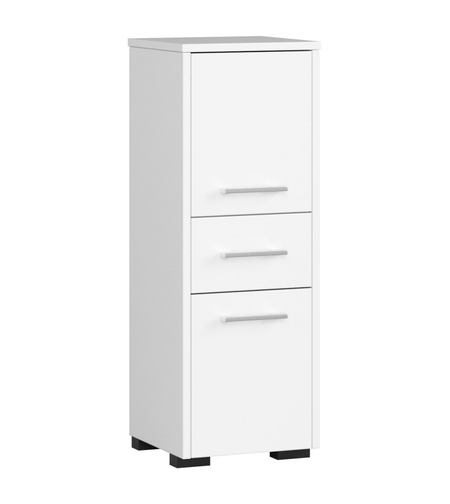 Dulap baie tip coloana cu 2 usi si sertar, PAL laminat, 30x30x85 cm, alb mat
