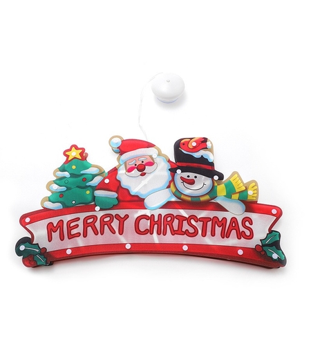 Decoratiune de Craciun pentru fereastra Flippy, Merry Christmas, cu LED-uri, 24 cm, alb cald