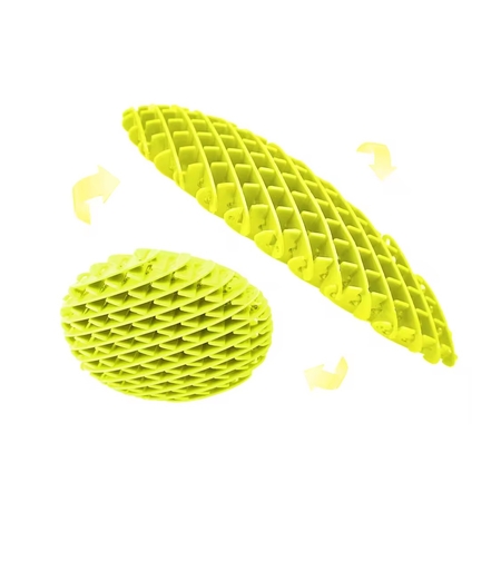 Jucarie Worm Fidget de Decompresie, Flippy, Anti Stres, Dimensiune Compacta 10 cm, Dimensiune Extinsa 24.5 cm, Galben