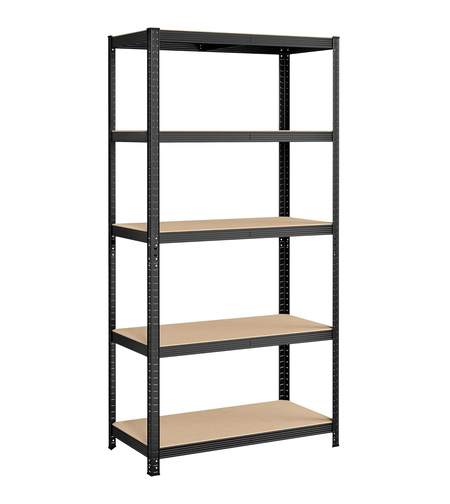 SONGMICS Raft de depozitare metalic, cu rafturi din PAL, 5 polite, max. 600 kg, 200x100x50cm, negru
