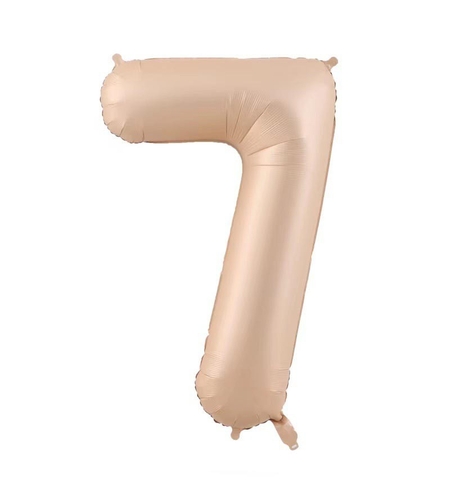 Balon din Folie Metalizata, Flippy, Figurina Cifra, Model 7, Tema Aniversare 100 cm, Ambalaj Individual, Pai Inclus, Umflare cu Aer sau Heliu, Crem