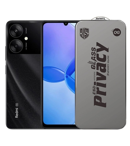 Folie de Protectie pentru Xiaomi Redmi 13R, Vafy, Sticla Securizata ESD Antistatica, Super-X Privacy OG, Margini Negre, 0.30 mm, Transparent Inchis