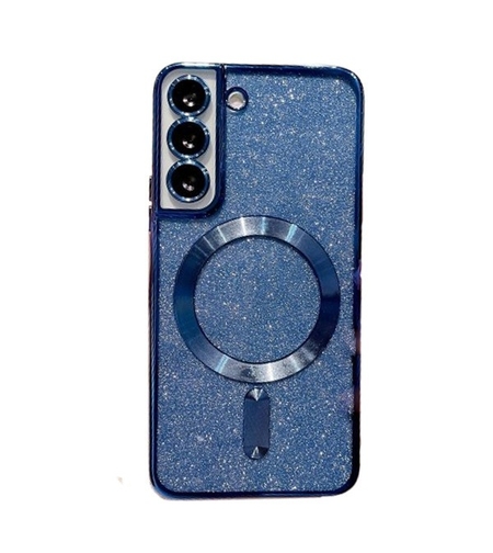 Husa de Protectie 2 in 1, Vafy, Husa pentru Samsung Galaxy S24 Ultra, Glitter Chrome Magsafe, din TPU, Magnetica, cu Protectie Lentila, Albastru Marin