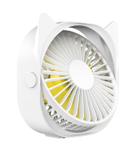 Mini ventilator pentru birou cu usb, Vafy, rotire 360 grade, 3 viteze, 13.5 x 12,8 cm, Alb