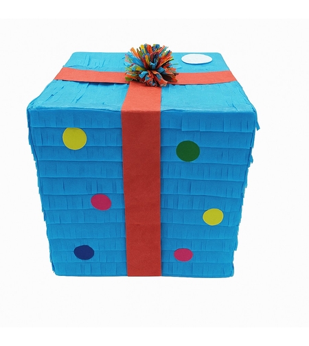 Pinata Cutie Cadou pentru Petrecere, Flippy, din Hartie si Carton, Pinata pentru Petreceri, 25 x 23 x 23 cm, Albastru deschis