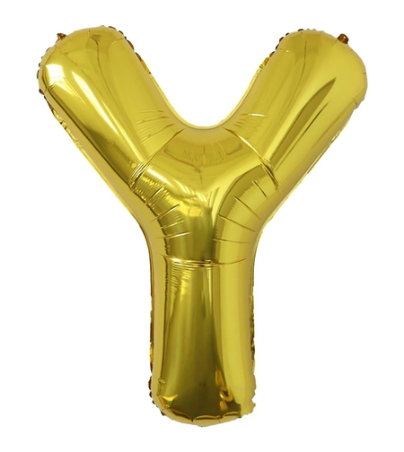 Balon Folie Metalizata Litera Y, Flippy, 80 cm, Umflati cu Heliu sau Aer, Ambalaj Individual, Pai inclus, Auriu