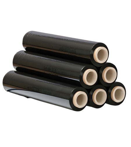 Set 6 Role Folie Stretch Neagra pentru Uz Manual, 1.5kg/Rola, Tub 300 g, Silentioasa si Rezistenta