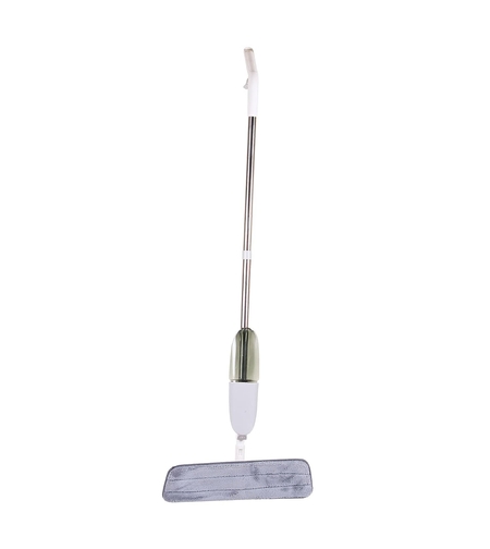 Mop plat, Flippy, cu pulverizator, pentru uz casnic, plastic, rezerva de mop din microfibra, 125x40 cm, Alb/Mov