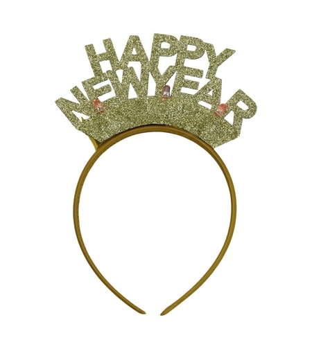 Bentita/cerc Happy Newyear, culoare auriu, marime standard, Flippy