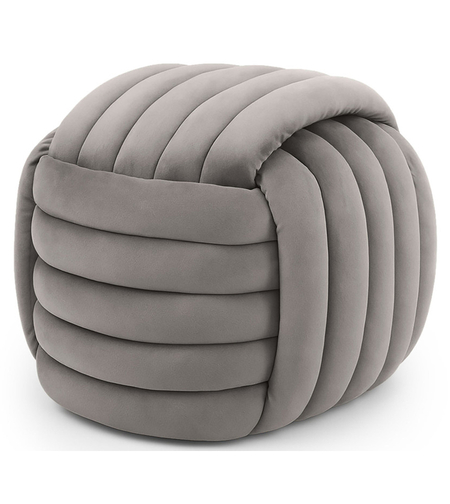Taburet tapitat Nilo, velur, 53x50x43 cm, gri deschis