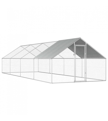 Cotet tarc pentru pasari, din otel galvanizat, cu plasa, 600x300x195cm
