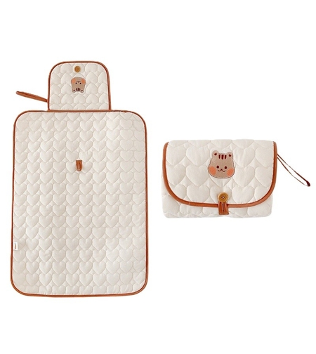 Patura Multifunctionala, Vafy, pentru Schimbat Scutec, Impermeabila, din Bumbac, 50 x 70 cm, Portabila, Model Veverita, Bej