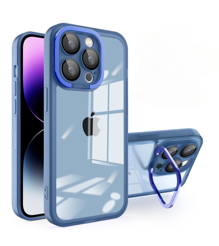 Husa protectie Vafy pentru Apple iPhone 12 Pro Electroplated cu suport pentru camera, 1.5 mm grosime, protectie camera, Albastru