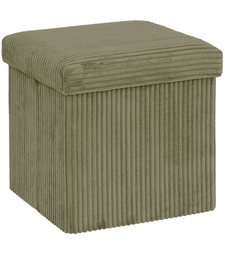 Taburet pliabil Atmosphera Arum din material tip catifea raiat, 38x38x38 cm, verde kaki
