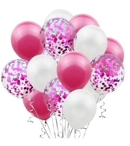 Set 15 baloane pentru petrecere, Flippy, alb/roz, 30 cm