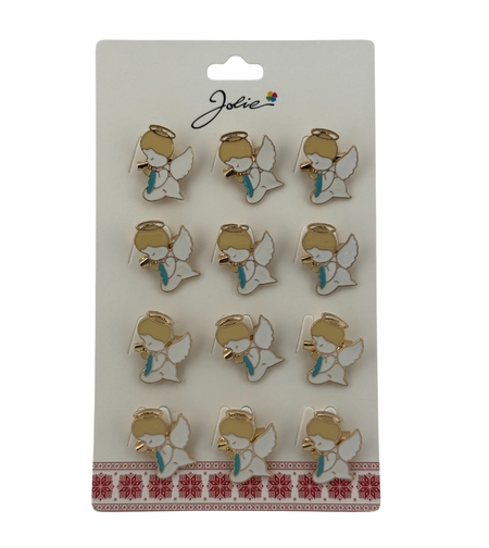 Set 12 Brose Martisor pentru Copii, Jolie, Model Ingeras, Alb