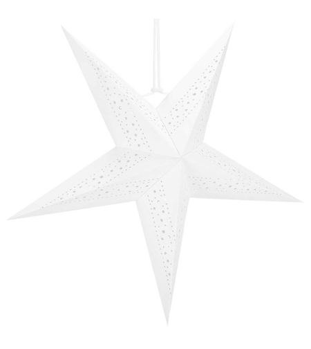 Stea decorativa 3D din hartie ajurata, 60cm, alba