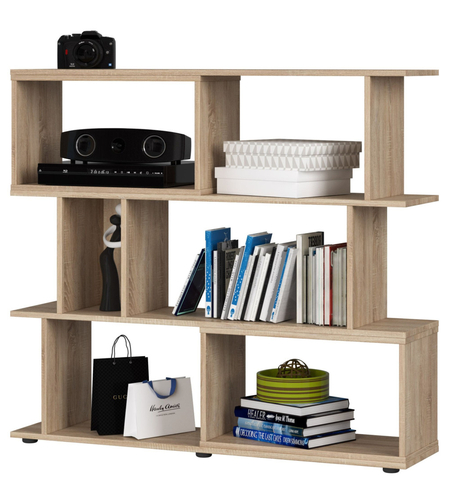 Etajera modulara cu 6 rafturi pentru depozitare, PAL laminat 16 mm, 120x28x108 cm, stejar sonoma