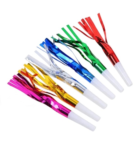 Set 6 Fluiere Party cu Franjuri, Flippy, din Plastic, Multicolor