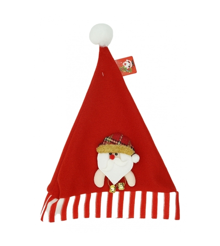 Caciulita de Mos Craciun, Flippy,cu ornament de Mos Craciun, rosie, marime universala, material textil