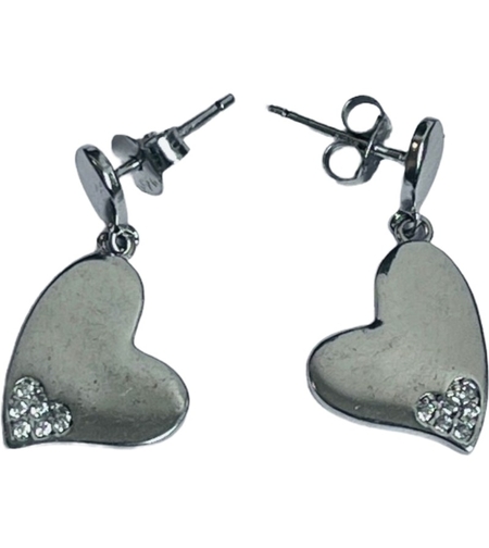Cercei din Argint 925 Jolie Silver, Model Inimi cu Zirconii, 29 x 13 mm, 2.8 g
