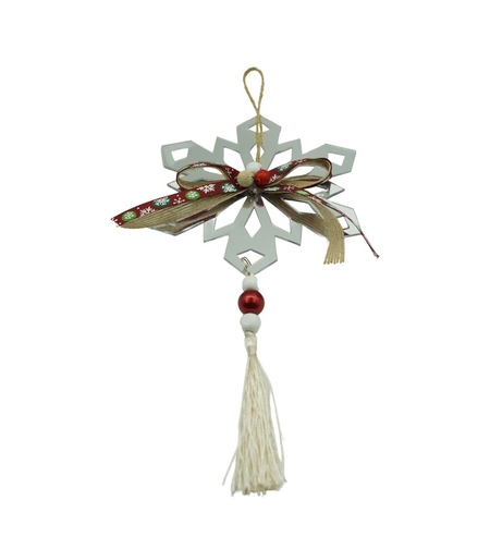 Ornament brad, Flippy, Fulg de nea, Argintiu, Lucios, 14*26CM, Acril, Interior/ Exterior