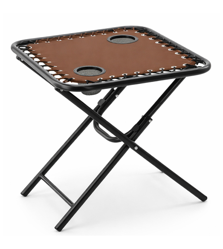 Masa turistica pliabila pentru camping, cu suport pahare, 50x50x50 cm, maro