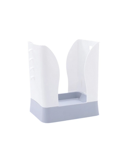 Cos de Gunoi Extensibil, Flippy, din Plastic, Reglabil, Pliabil, Versatil, pentru Bucatarie, Baie sau Birou, Cos Universal, 21x25x17 cm, Alb Gri