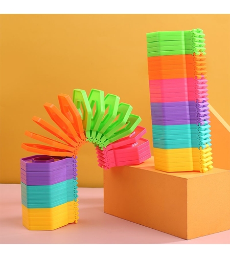 Puzzle pentru copii, Flippy, fidget loop, functie stivuire, bucle, decompresie, curcubeu, 20 cm