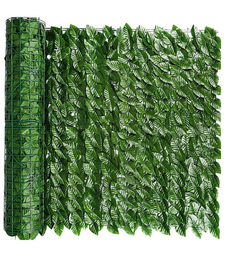 Panou paravan cu frunze artificiale pentru gard sau balcon, 100x300cm, verde