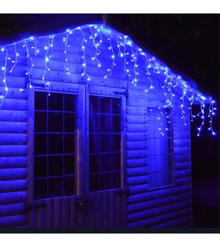 Instalatie de Craciun, Flippy®, Tip Turturi, Sectiune 5 m, 143 LED-uri, 8 Jocuri de Lumini, Fir Alb, Lumina Albastra, IP44, Interconectabila