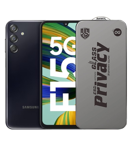 Folie de Protectie pentru Samsung Galaxy F15, Vafy, Sticla Securizata ESD Antistatica, Super-X Privacy OG, Margini Negre, 0.30 mm, Transparent Inchis