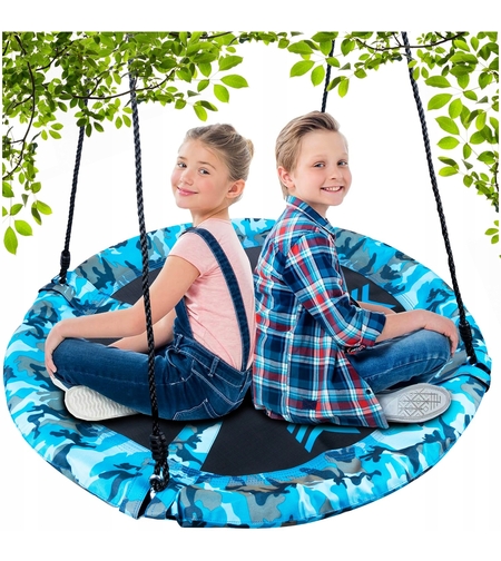 Leagan tip cuib Camuflaj 100cm, inaltime reglabila, 150 kg, Albastru Negru