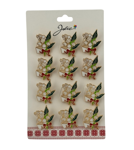 Set 12 Brose Martisor Primavara, Jolie, Model Flori Lacrimioare si Scrisoare