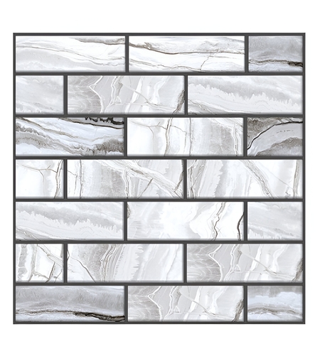 10 x Placi Tapet Autocolant 3D cu Imitatie de Marmura Dreptunghiulara, pentru Perete Bucatarie Sufragerie, Usor de Curatat, Rezistent la Apa, Autoadeziv, 30x30 cm, Gri