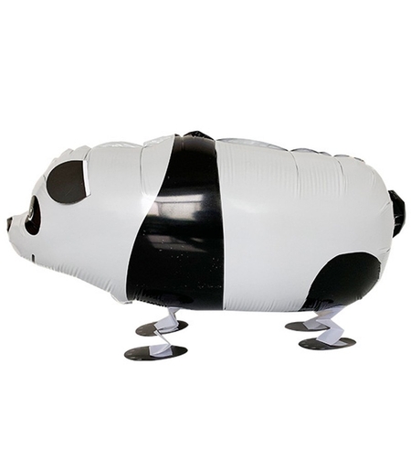 Balon din Folie Metalizata, Flippy, Figurina Animata, Model Panda, 74x42 cm, Ambalaj Individual, Pai Inclus, Umflare cu Aer sau Heliu, Alb-negru