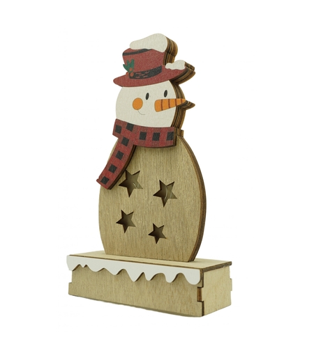 Decoratiune luminoasa, Flippy, Om de zapada, maro, lungime: 10 cm, latime: 5 cm, inaltime: 19 cm, lemn, interior/exterior
