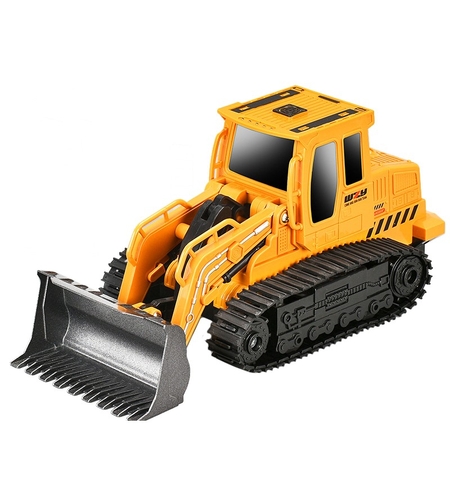 Buldozer cu Senile Jucarie pentru Copii, Vafy, Jucarie Buldozer cu Telecomanda, Jucarie de Constructie, Acumulator cu Incarcare USB, 25 x 12 x 12 cm, Galben