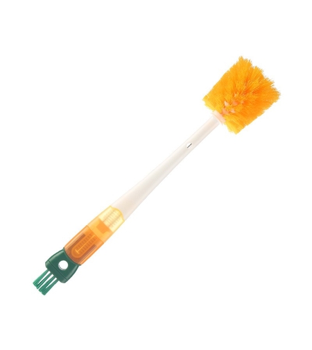 Perie 5 in 1 de Curatat Pahare, Cani, Sticle, Flippy, cu Maner Lung, Accesorii pentru Spalarea Paielor si Capacelor, Usor de Agatat, 36x7x7cm, Portocaliu-Alb