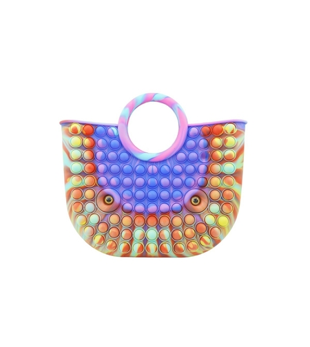 Jucarie Antistres din silicon Flippy, Pop It Now And Flip It, Geanta mare, 28 cm, Multicolor, V5
