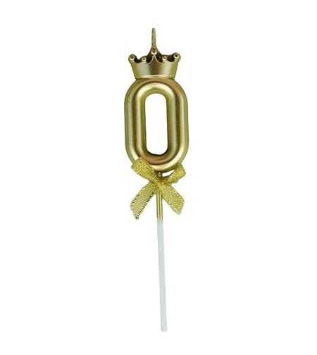 Lumanare pentru Tort Cifra 0, Model Coroana, Gold, Flippy, Party