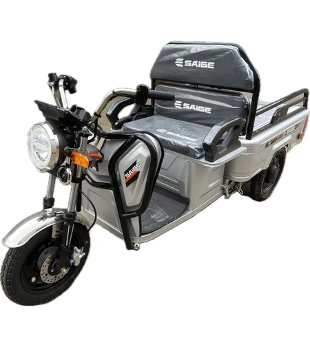 Triciclu Electric de Marfa XPB, Saige, Viteza Maxima 25 km/h, Motor 1600W, Baterie 60V/20Ah, Fara Permis, Mototricicleta Electrica de Transport, Gri