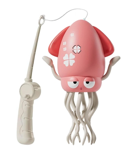 Caracatita Dansatoare, Flippy, +3 Ani, 3 Moduri, din ABS, Incarcare USB, cu Undita Inclusa, 12.6 x 7.6 x 20.7 cm, Roz