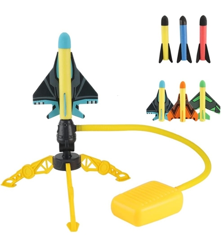 Jucarie pentru Copii, Flippy, Lansator de Rachete cu Piciorul, Un Lansator, 3 Rachete Fara Lumini, 3 Aircrafts, 42x36 cm, Multicolor