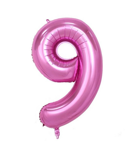 Balon din Folie Flippy, Cifra 9, 81 cm, Pentru Aer sau Heliu, Bulk, Mov