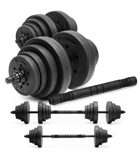 Set gantere si bara ajustabila 40 kg, 16 discuri, conector metalic cu spuma, negru