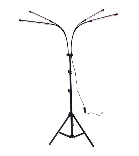 Lampa UV pentru cresterea plantelor, Flippy, 4 capete, putere 30W, 108 LED-uri Lampa cu lumina Ultra-Violet, Lampa cu Picior Ajustabil pana la 2 m, Lumina UV Alb Rece